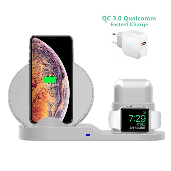 3 in 1 10W Fast Wireless Charger Dock Station